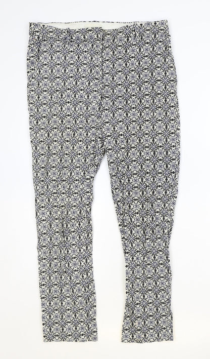 H&M Womens Multicoloured Geometric Polyester Trousers Size 8 Regular Zip