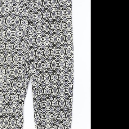 H&M Womens Multicoloured Geometric Polyester Trousers Size 8 Regular Zip