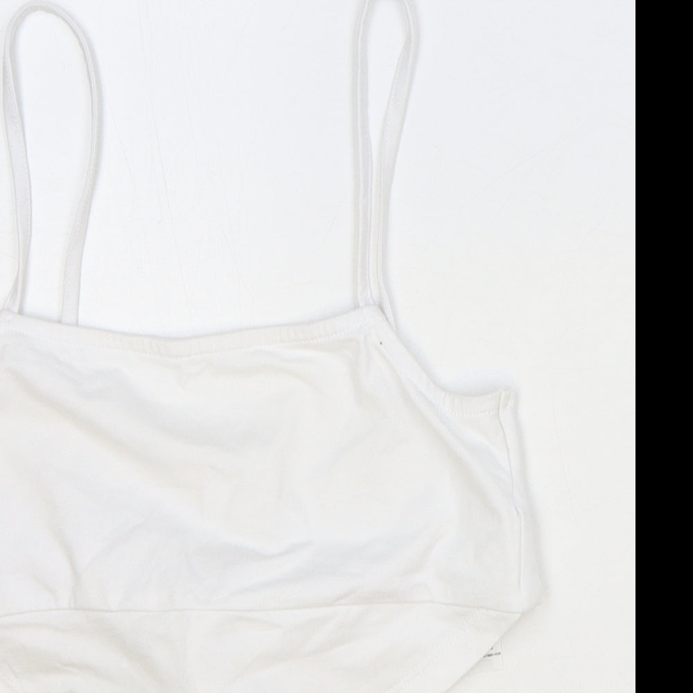 ASOS Womens Ivory Cotton Cropped Tank Size 8 Square Neck