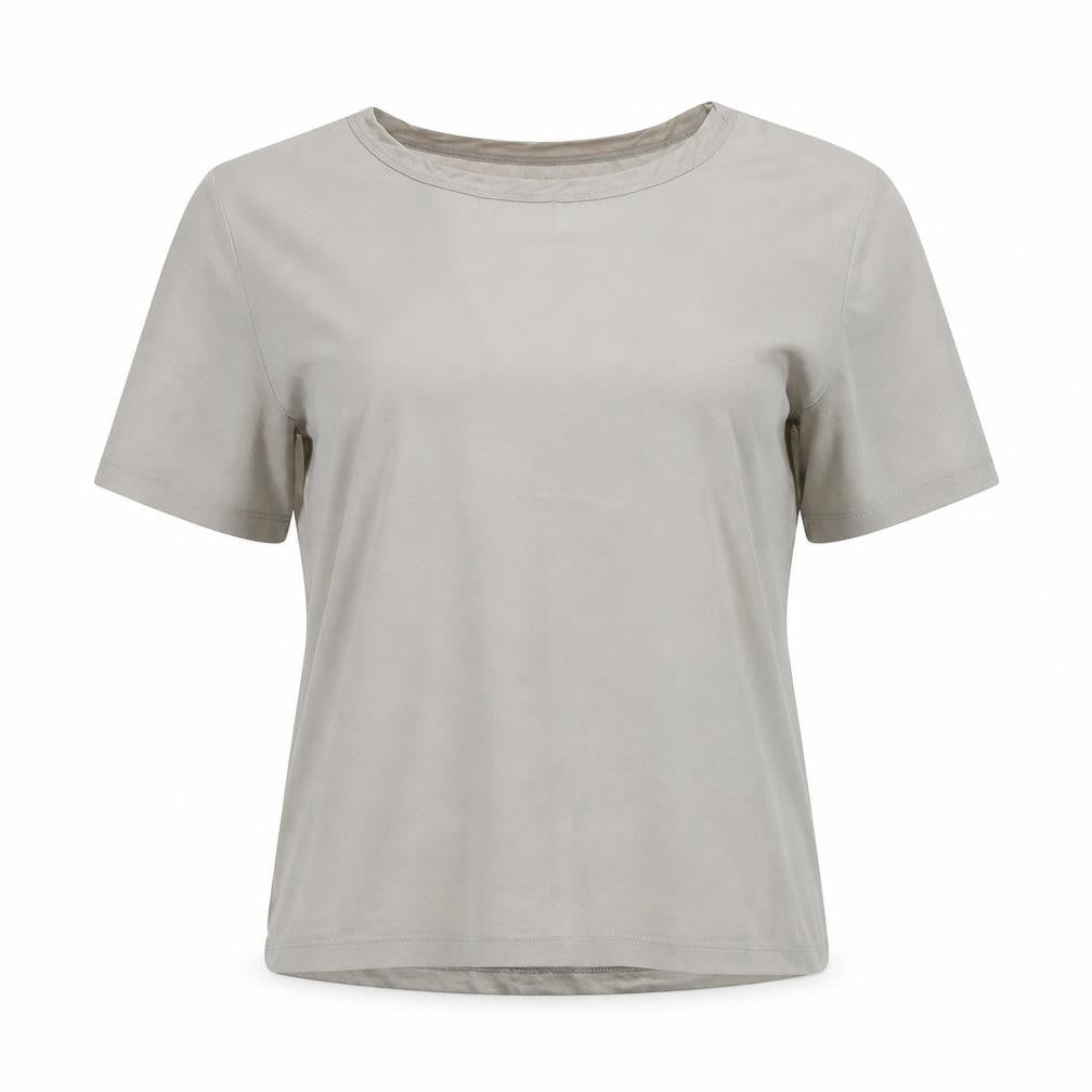 French Connection Womens Grey Polyester Basic T-Shirt Size S Boat Neck - Cut Out Back Detail