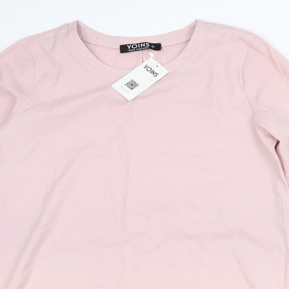 Yonis Womens Pink Polyester A-Line Size XL Round Neck Pullover