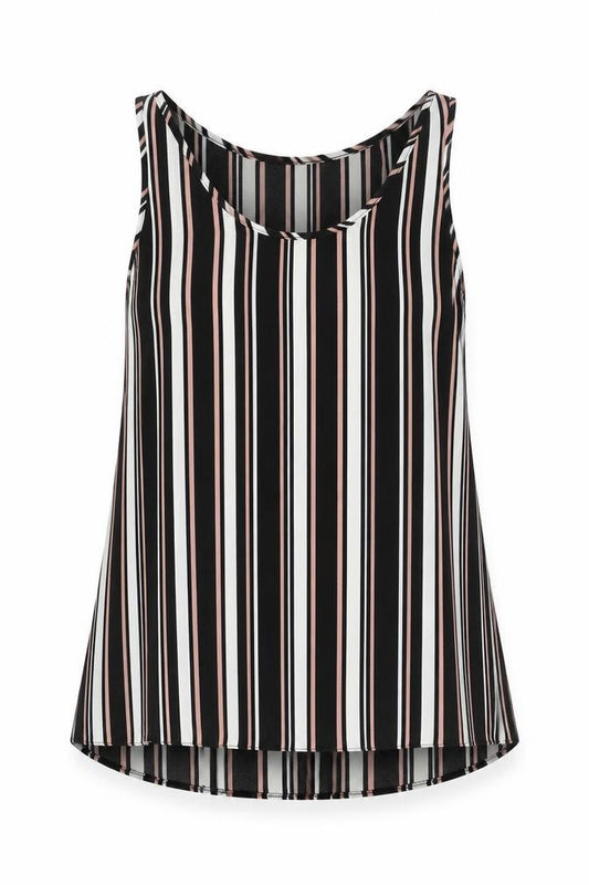 Atmosphere Womens Black Striped Polyester Basic Tank Size 8 Scoop Neck