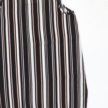 Atmosphere Womens Black Striped Polyester Basic Tank Size 8 Scoop Neck