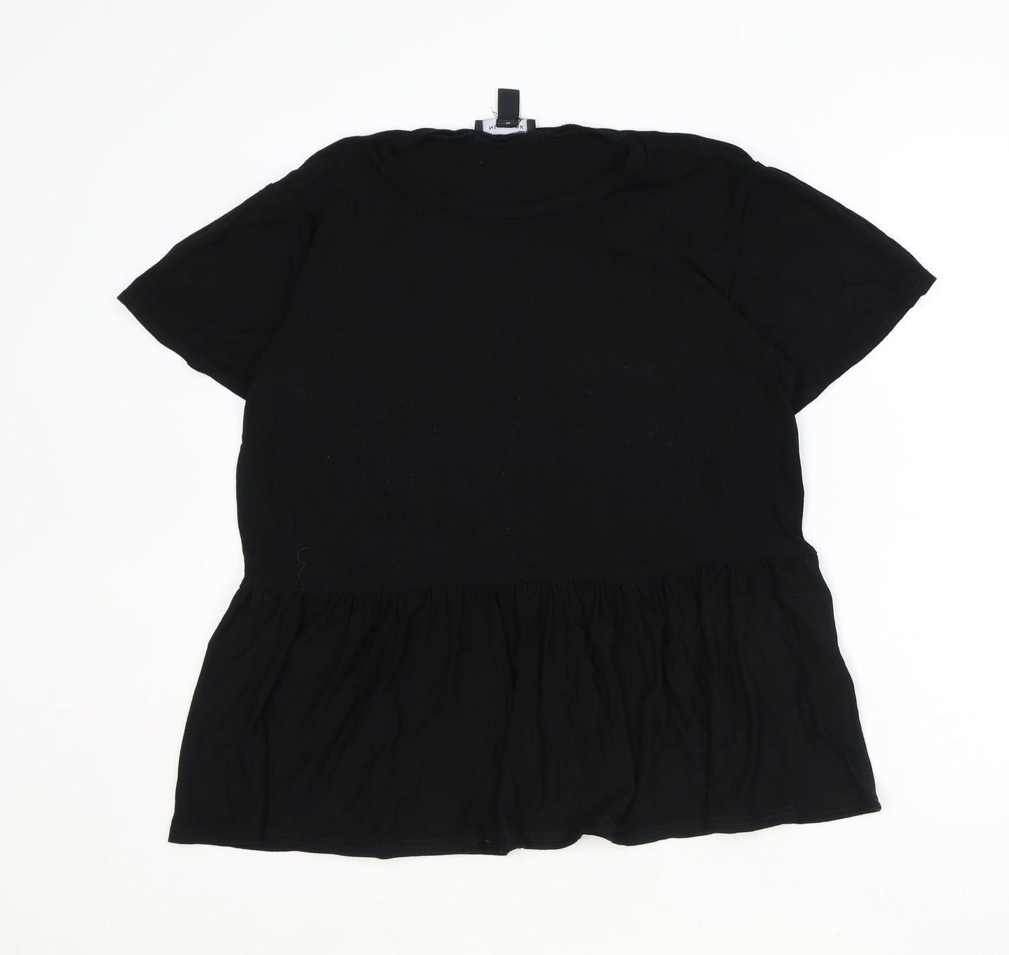 New Look Womens Black Viscose Basic T-Shirt Size 12 Scoop Neck - Smock
