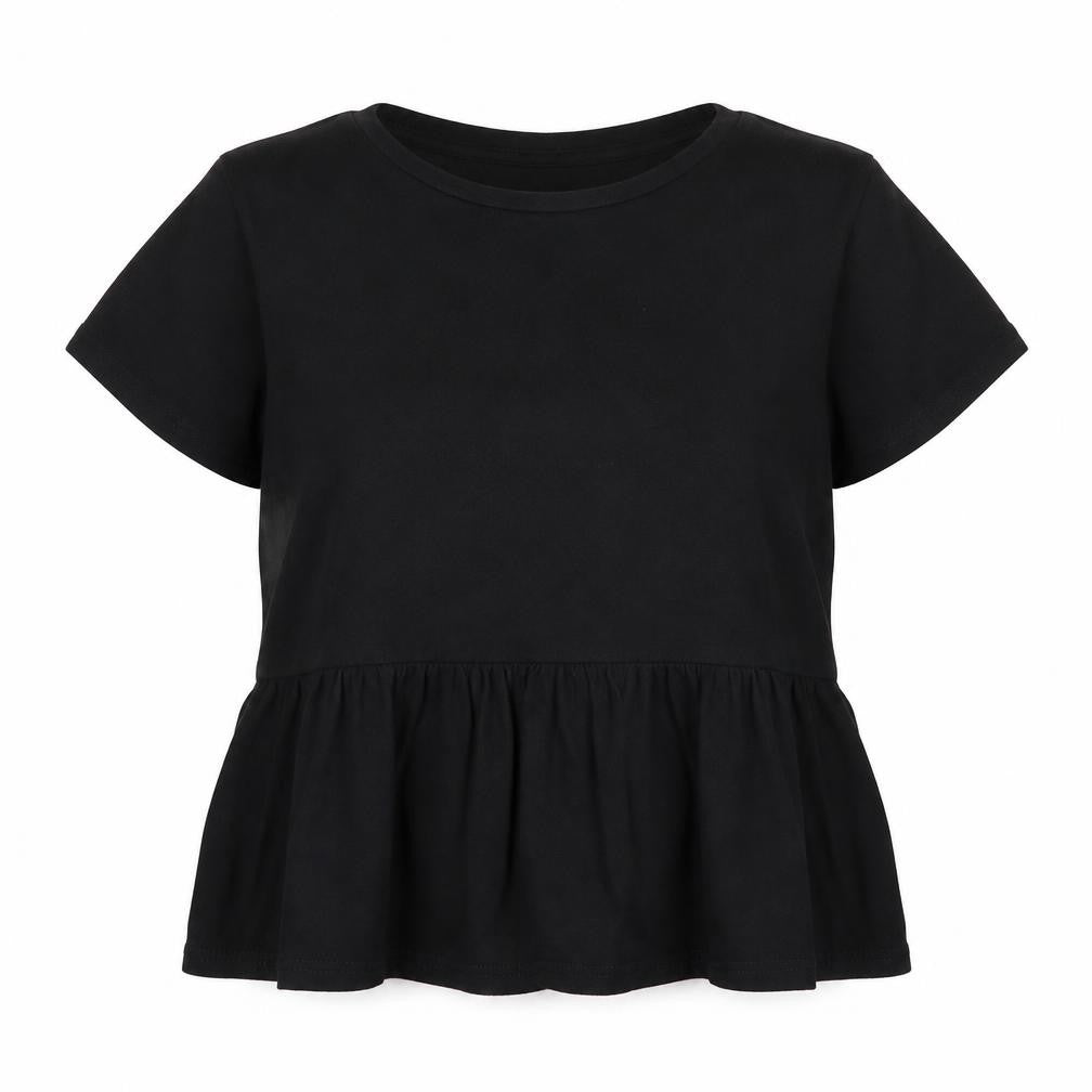 New Look Womens Black Viscose Basic T-Shirt Size 12 Scoop Neck - Smock