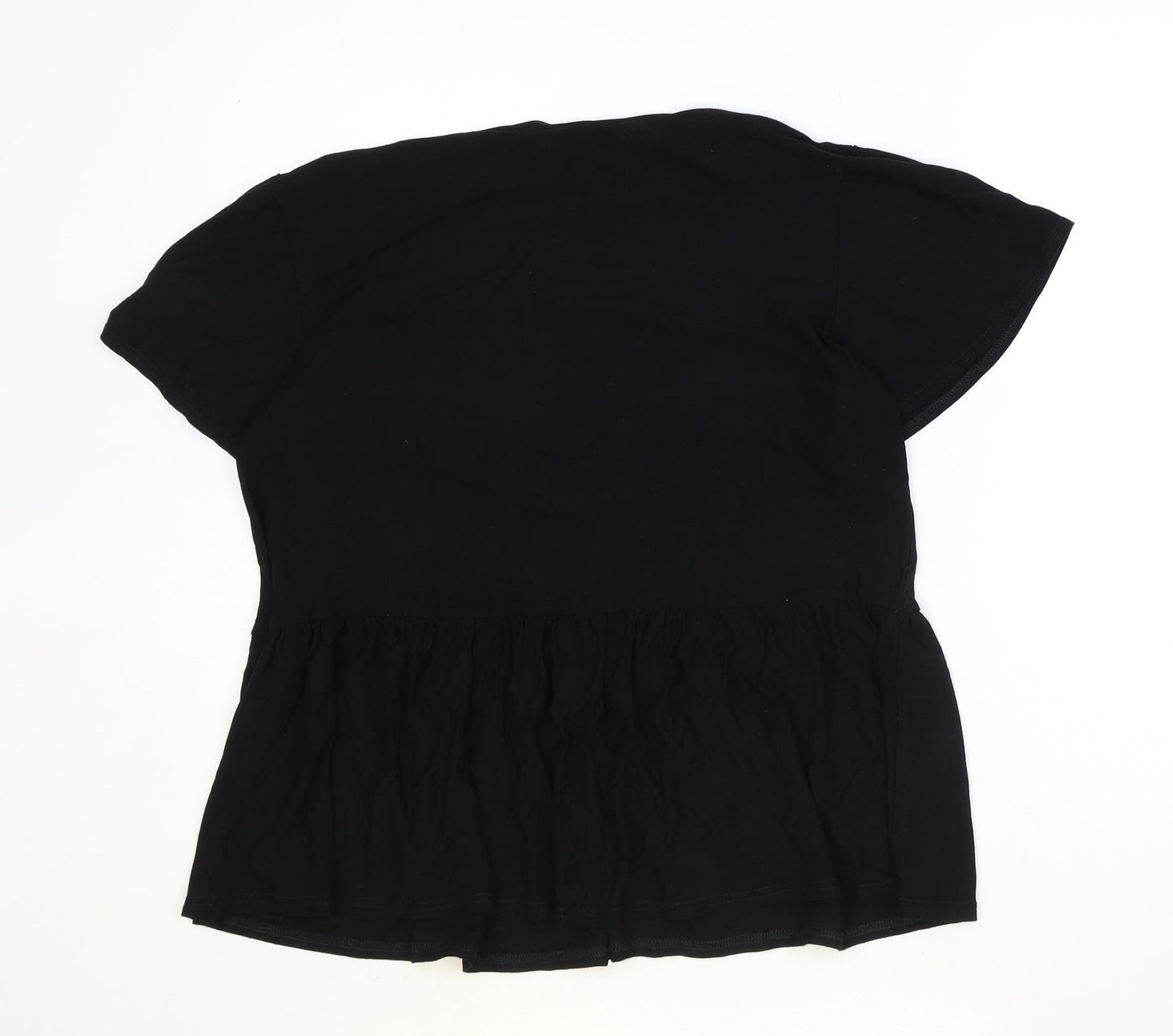 New Look Womens Black Viscose Basic T-Shirt Size 12 Scoop Neck - Smock