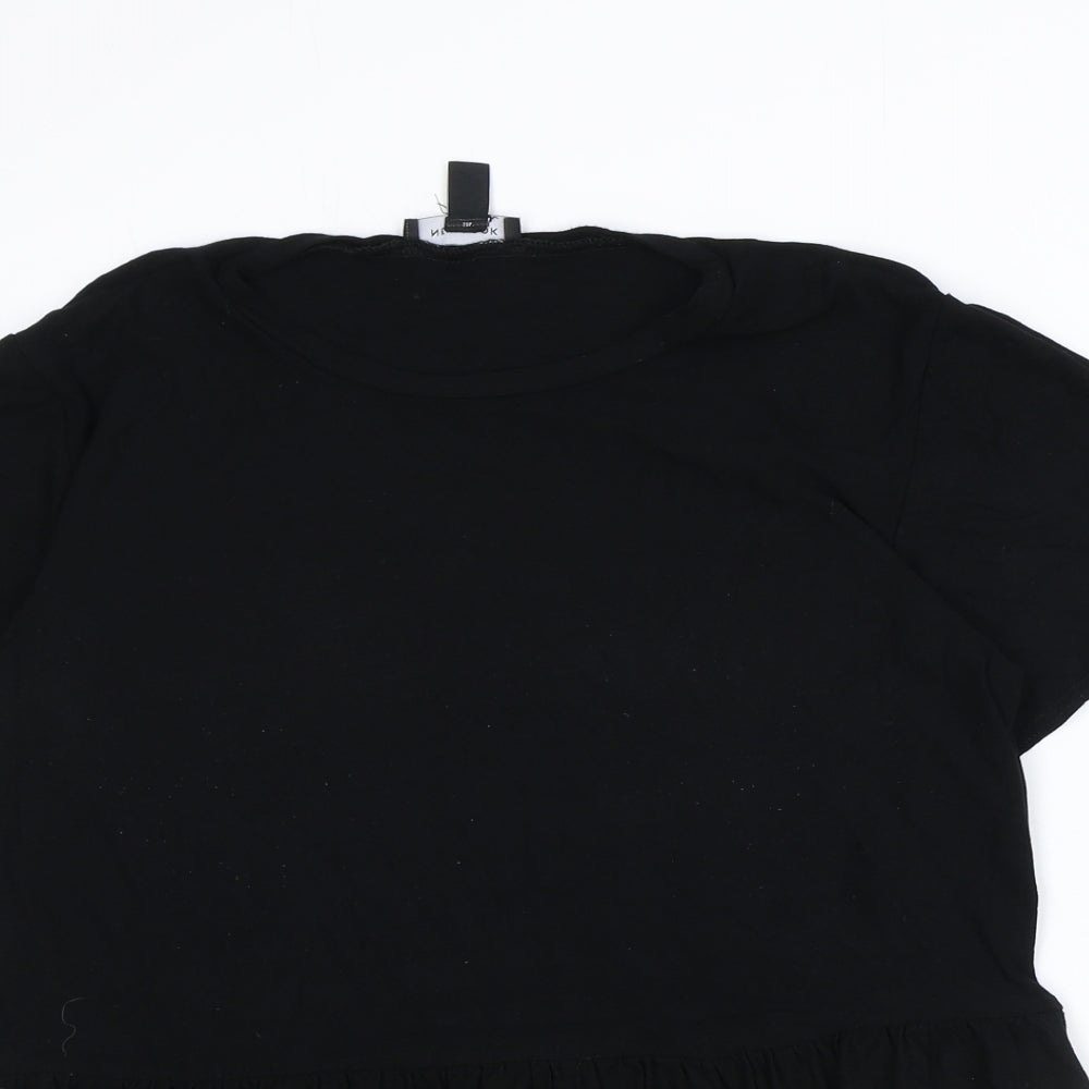 New Look Womens Black Viscose Basic T-Shirt Size 12 Scoop Neck - Smock