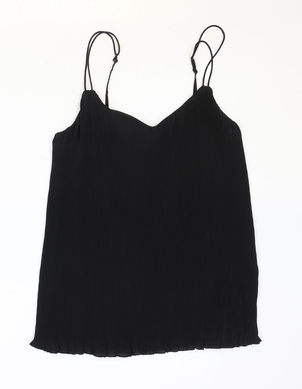 Warehouse Womens Black Polyester Camisole Tank Size 8 V-Neck - Ribbed