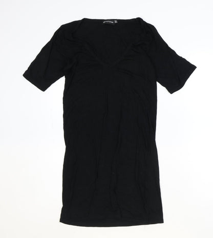 PRETTYLITTLETHING Womens Black Polyester A-Line Size 10 V-Neck Pullover
