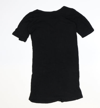 PRETTYLITTLETHING Womens Black Polyester A-Line Size 10 V-Neck Pullover