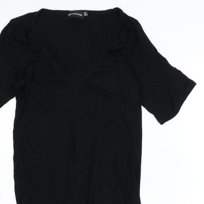 PRETTYLITTLETHING Womens Black Polyester A-Line Size 10 V-Neck Pullover