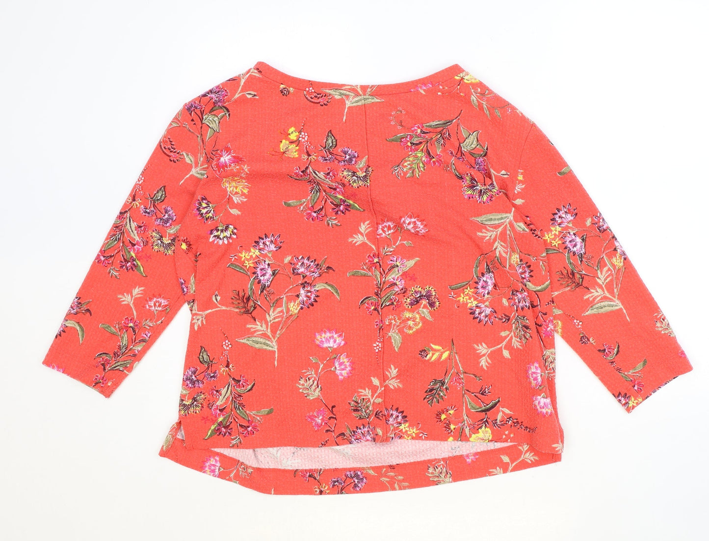 Marks and Spencer Womens Red Floral Polyester Basic Blouse Size 12 Boat Neck