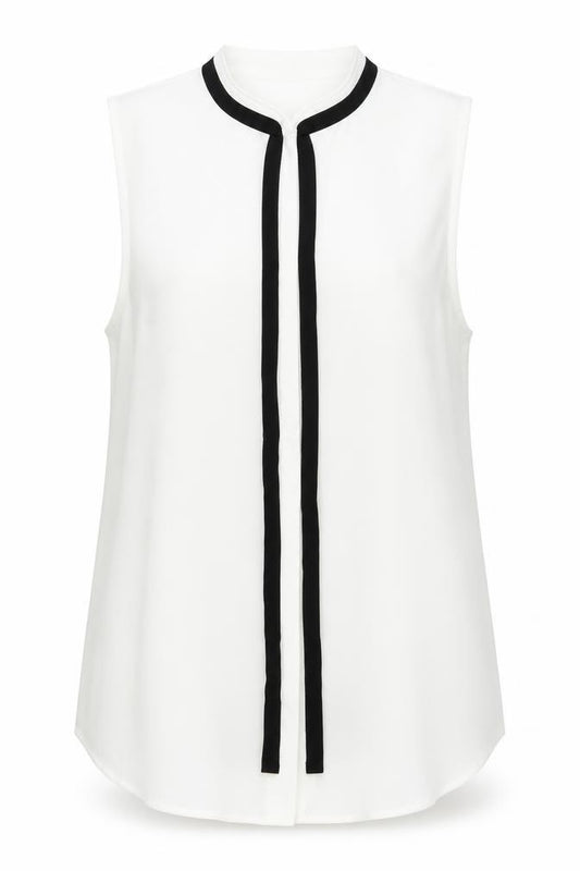 H&M Womens Ivory Polyester Basic Button-Up Size 8 Round Neck