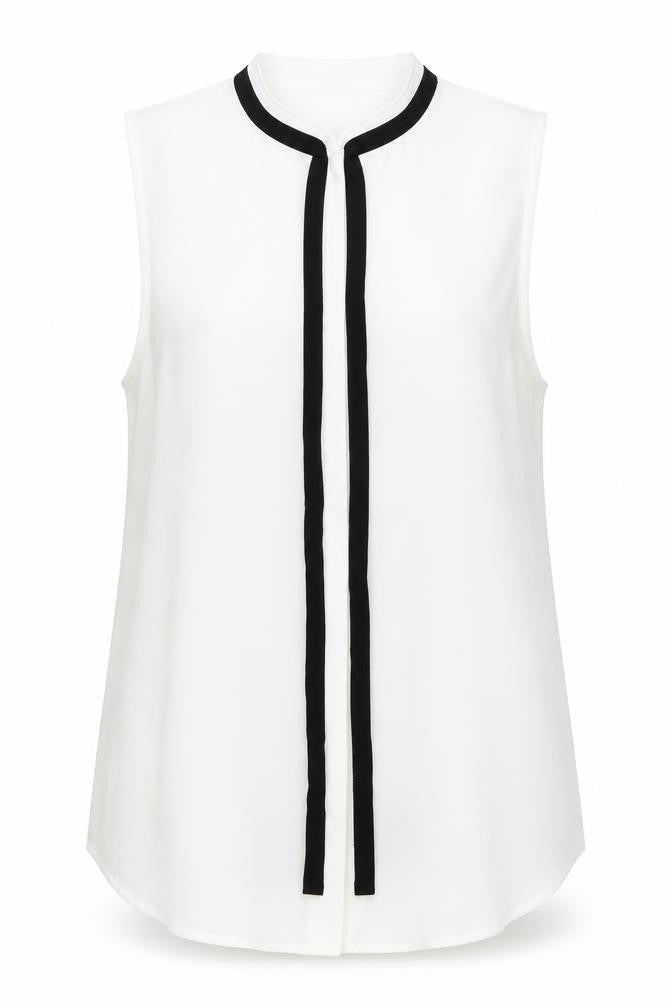 H&M Womens Ivory Polyester Basic Button-Up Size 8 Round Neck