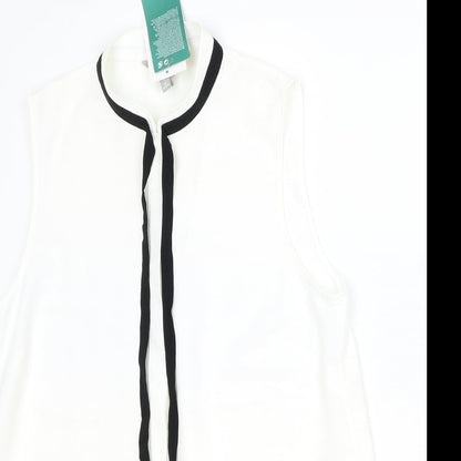 H&M Womens Ivory Polyester Basic Button-Up Size 8 Round Neck