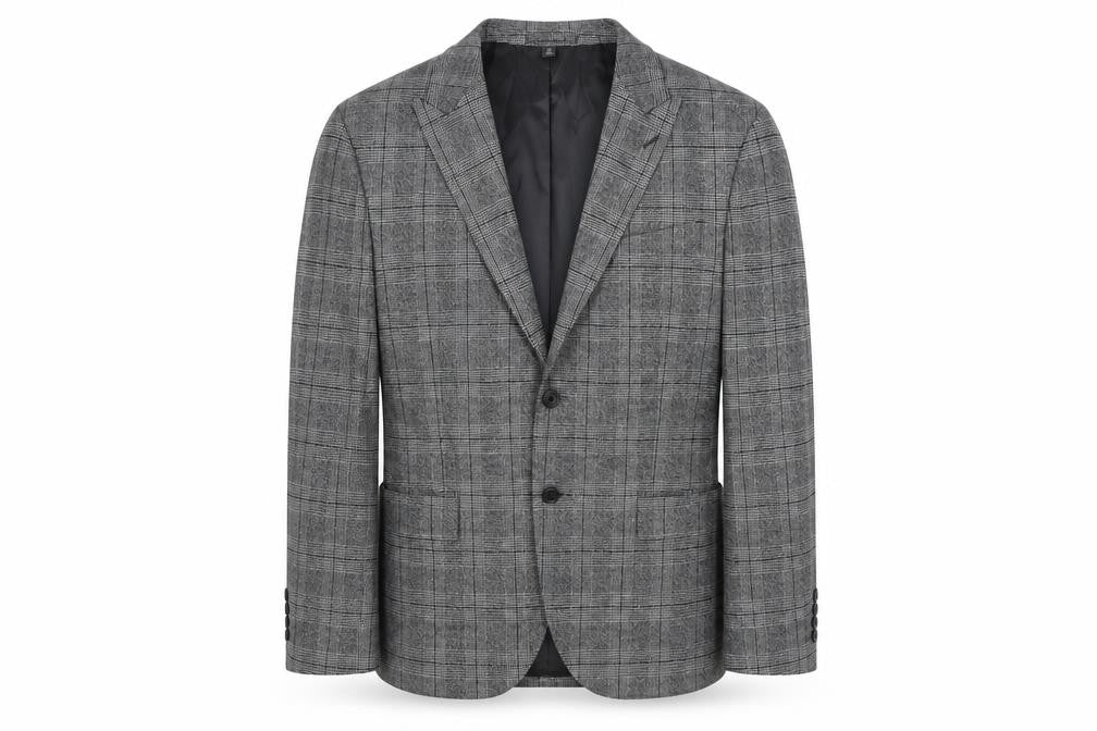Marks & Spencer Mens Grey Plaid Polyester Jacket Suit Jacket Size 42 Regular