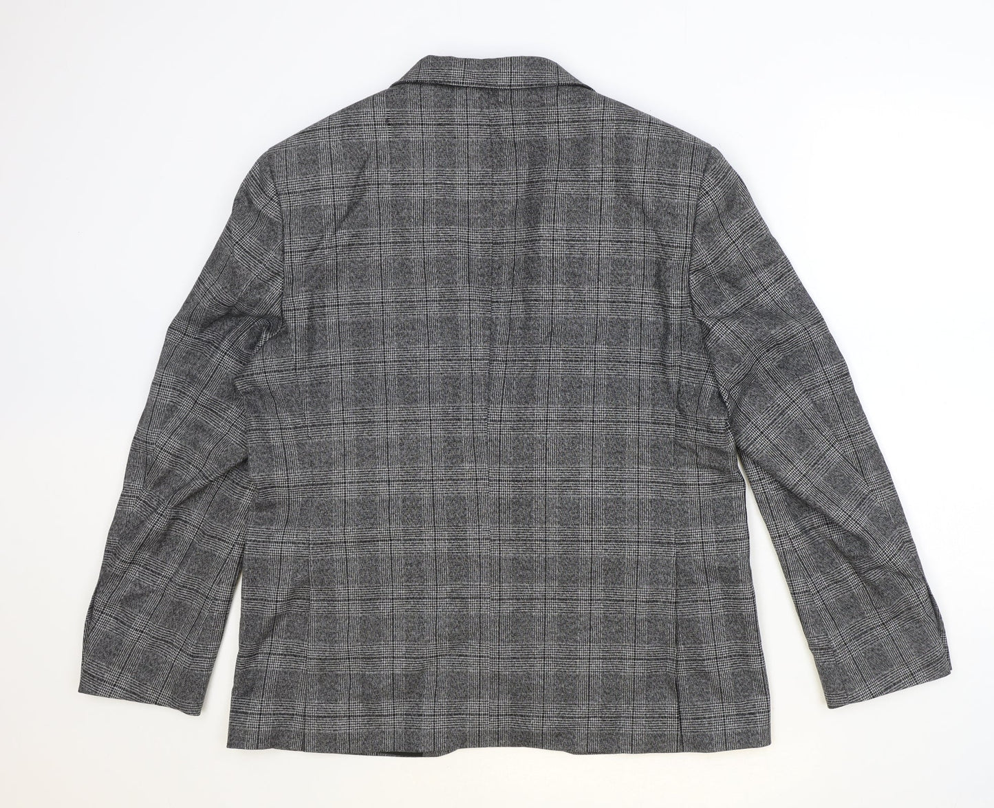Marks and Spencer Mens Grey Plaid Polyester Jacket Suit Jacket Size 42 Regular