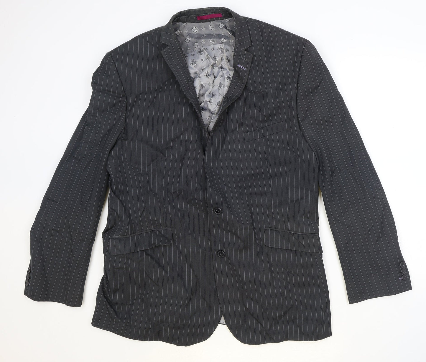 Red Herring Mens Green Striped Polyester Jacket Suit Jacket Size 46 Regular