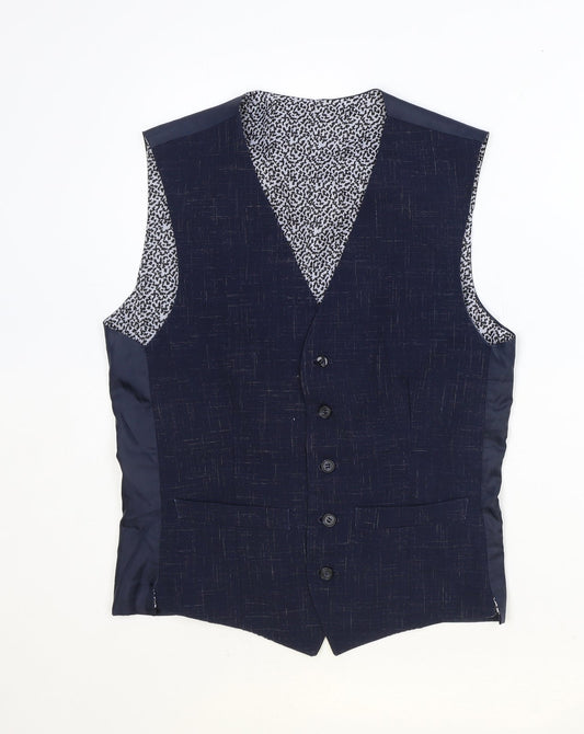 Limehaus Mens Blue Polyester Jacket Suit Waistcoat Size 36 Regular