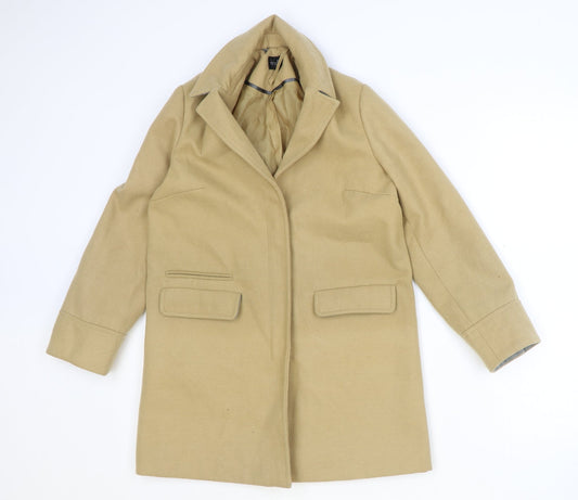 Topshop Womens Brown Overcoat Coat Size 4 Zip