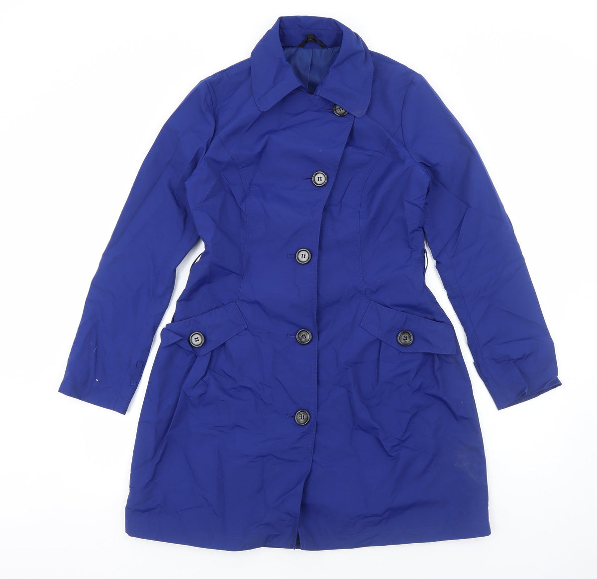 Marks & Spencer Womens Blue Trench Coat Coat Size 8 Button