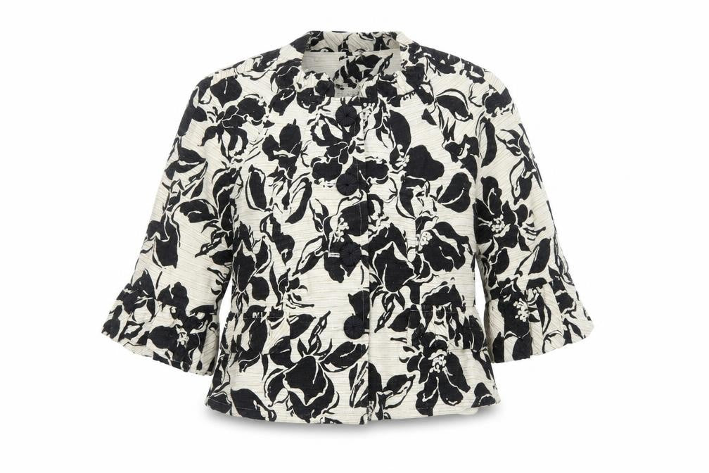 Ice Womens Ivory Floral Jacket Size 10 Button