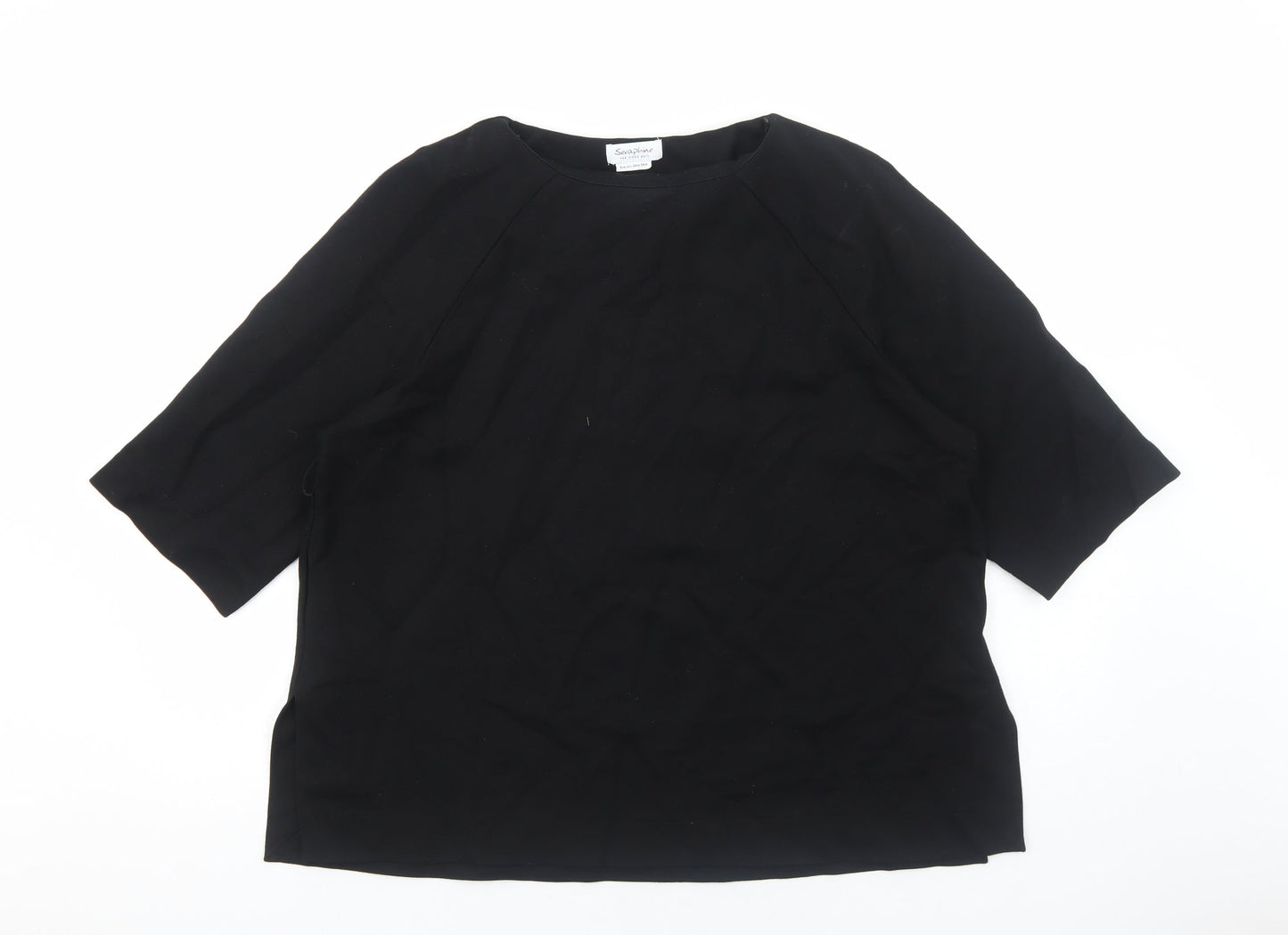 Seraphine Womens Black Viscose Basic T-Shirt Size 6 Scoop Neck