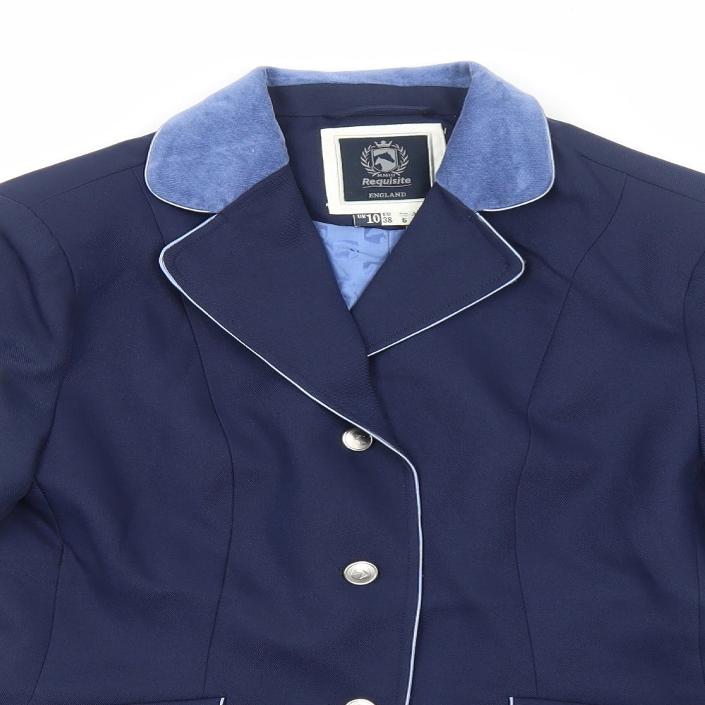 Requisite Womens Blue Polyester Jacket Blazer Size 10