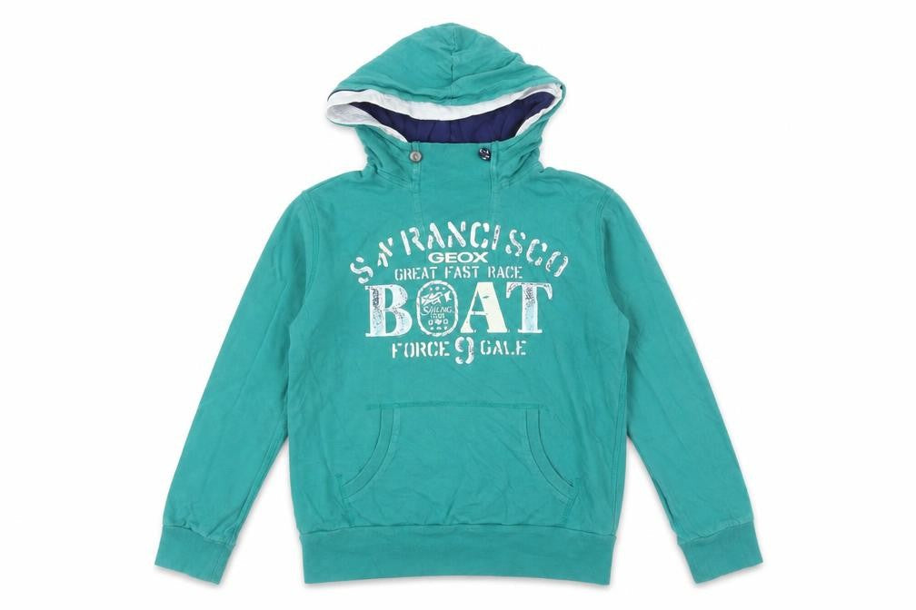 Geox Girls Green Cotton Pullover Hoodie Size 12 Years Pullover