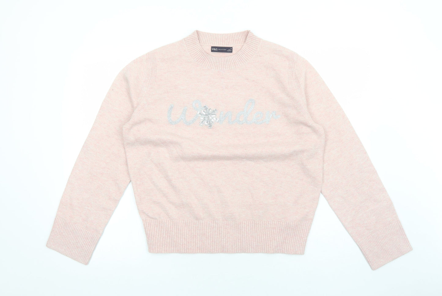 Marks and Spencer Womens Pink Round Neck Acrylic Pullover Jumper Size M