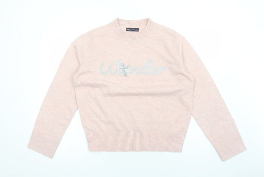 Marks and Spencer Womens Pink Round Neck Acrylic Pullover Jumper Size M