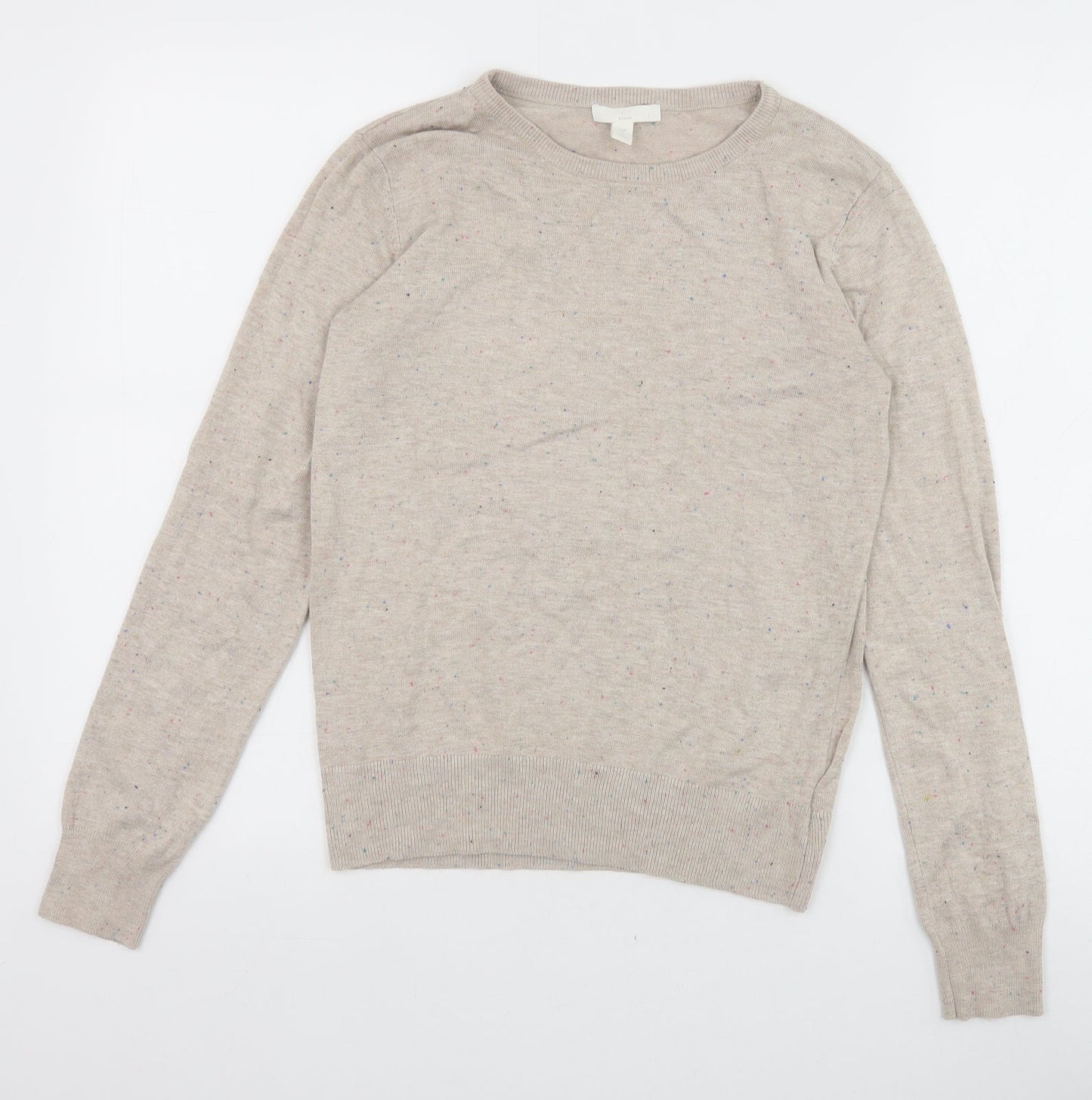 H&M Womens Beige Boat Neck Chlorofibre Pullover Jumper Size XS - Multicolour Fleck
