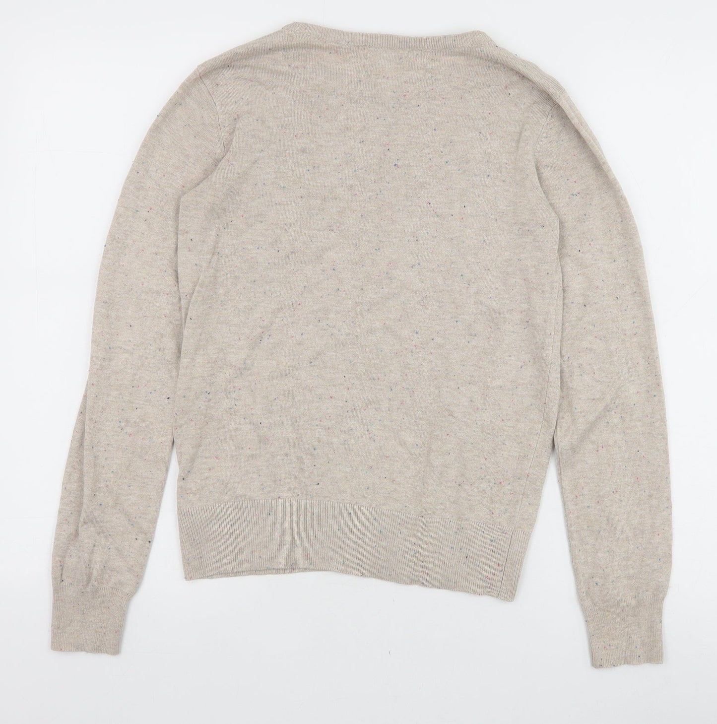 H&M Womens Beige Boat Neck Chlorofibre Pullover Jumper Size XS - Multicolour Fleck