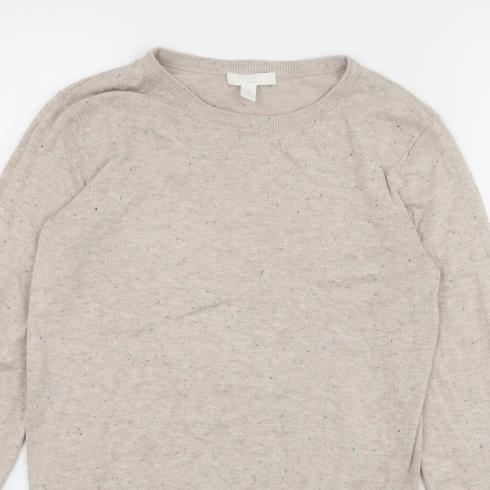 H&M Womens Beige Boat Neck Chlorofibre Pullover Jumper Size XS - Multicolour Fleck