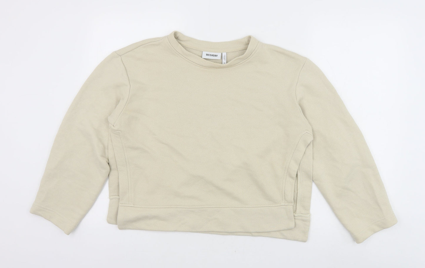 Weekday Womens Beige 100% Cotton Pullover Sweatshirt Size XS Pullover - Cropped