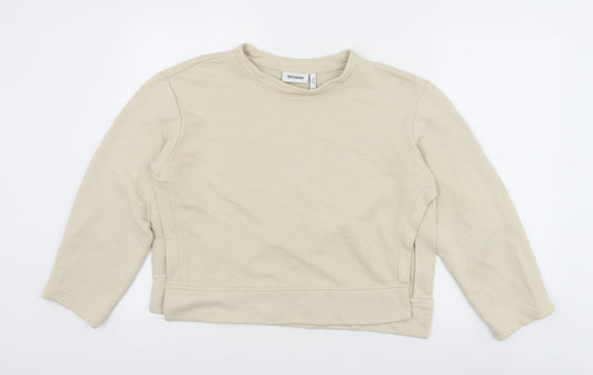 Weekday Womens Beige 100% Cotton Pullover Sweatshirt Size XS Pullover - Cropped