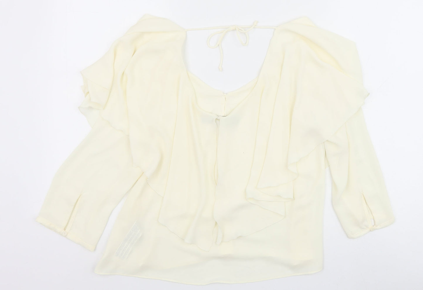 Zara Womens Ivory Polyester Basic Blouse Size M V-Neck