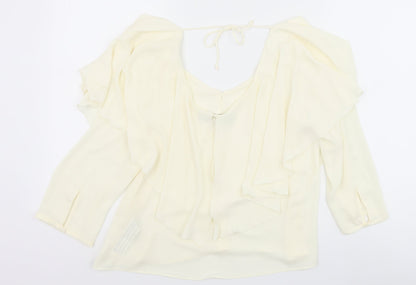 Zara Womens Ivory Polyester Basic Blouse Size M V-Neck