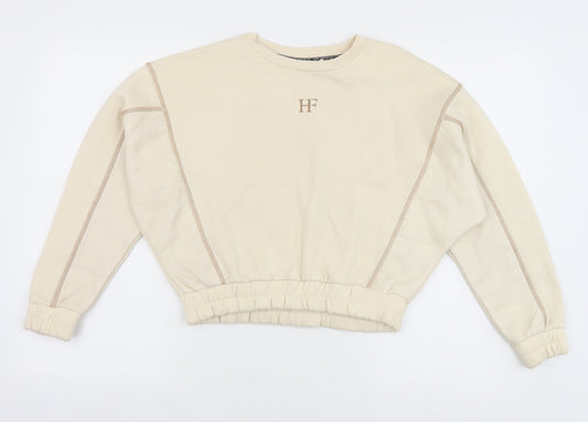 HOLYFIELD Girls Beige Cotton Pullover Sweatshirt Size 11 Years Pullover - Contrast Stitching