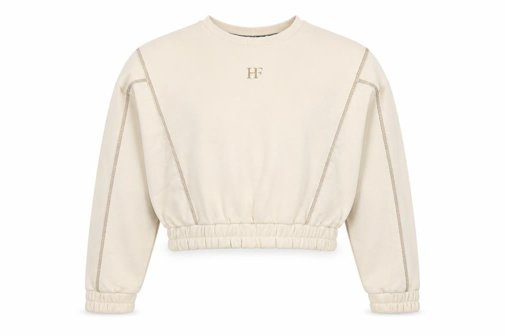 HOLYFIELD Girls Beige Cotton Pullover Sweatshirt Size 11 Years Pullover - Contrast Stitching