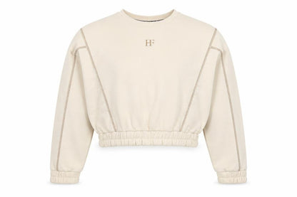 HOLYFIELD Girls Beige Cotton Pullover Sweatshirt Size 11 Years Pullover - Contrast Stitching