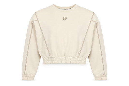 HOLYFIELD Girls Beige Cotton Pullover Sweatshirt Size 11 Years Pullover - Contrast Stitching