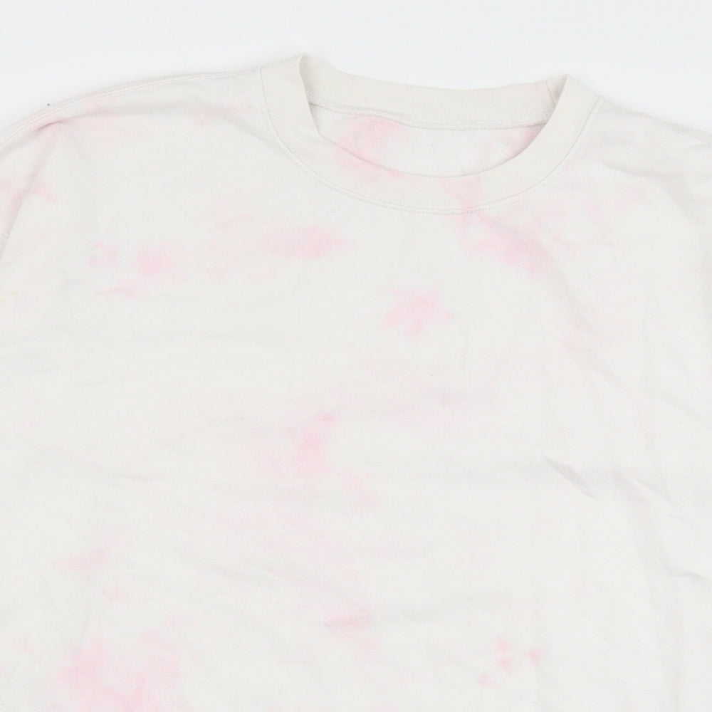 Preworn Womens Pink Geometric Cotton Pullover Sweatshirt Size M Pullover - Tie Dye Pattern