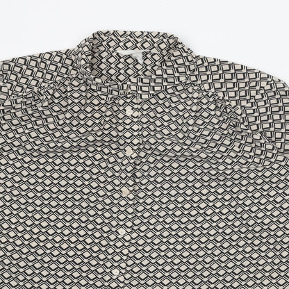 H&M Womens Black Geometric Polyester Basic Button-Up Size M Collared