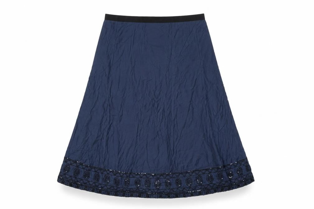 Preworn Womens Blue Geometric Cotton Swing Skirt Size 29 in