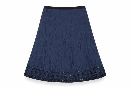 Preworn Womens Blue Geometric Cotton Swing Skirt Size 29 in