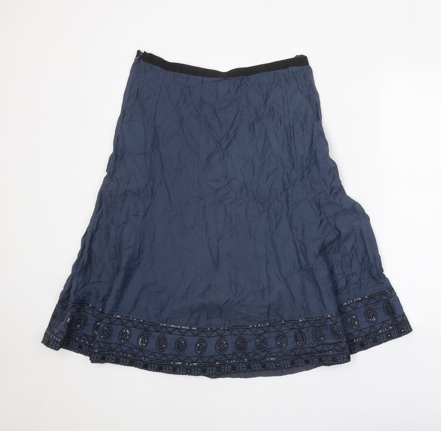 Preworn Womens Blue Geometric Cotton Swing Skirt Size 29 in