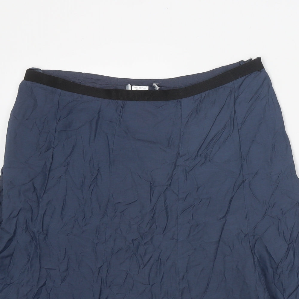 Preworn Womens Blue Geometric Cotton Swing Skirt Size 29 in