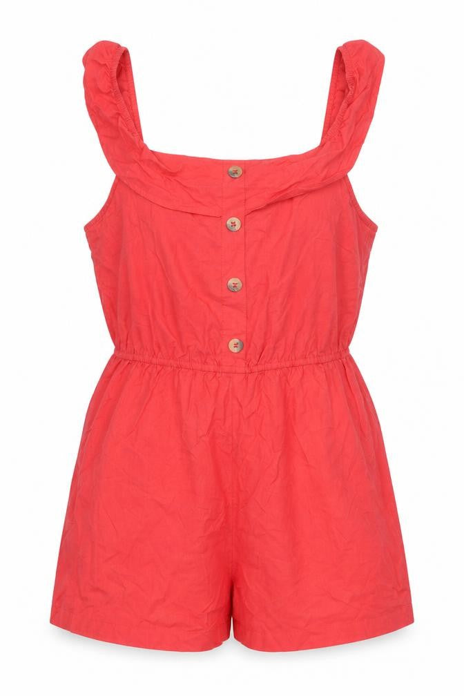 Missguided Womens Red Polyester Romper One-Piece Size 12 Button