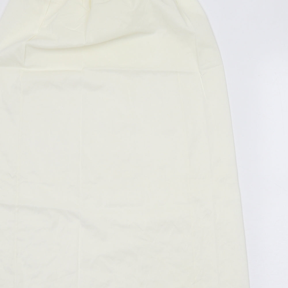 St Michael Womens White Polyester A-Line Skirt Size 24 in - Elastic Waist